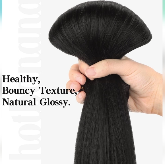 20 Inch Clip in 100% Human Hair Extensions 100 Gram Jet Black - Picture 6 of 6